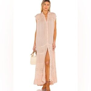 Free People Pretty‎ Cozy Maxi Dress in Ecru Size Medium